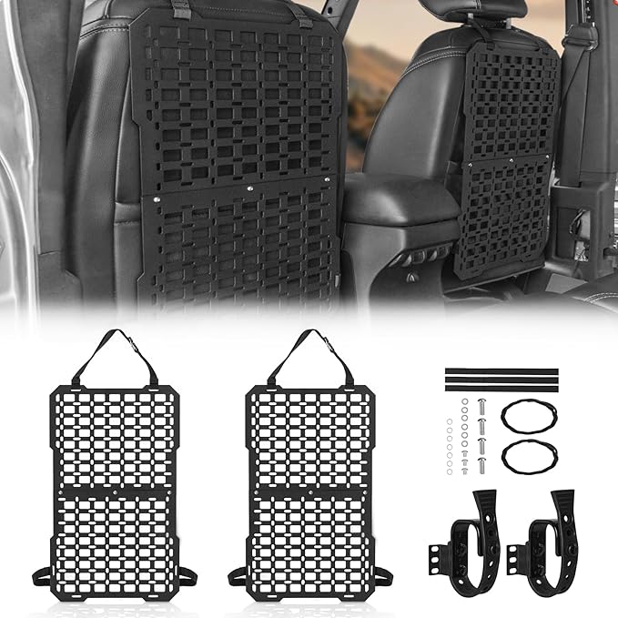 Gun Rack with Seat Back Organizer for Truck, Universal Tactical Molle Panel Mounts Truck Back Seat Organizer