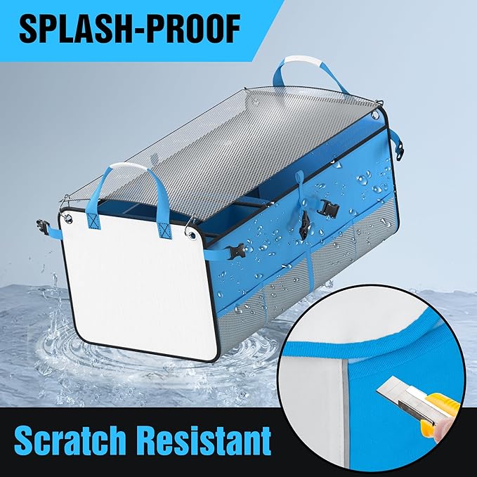 Car Trunk Organizer for SUV - 63L+26L Modular Storage, Heavy-Duty, Foldable Waterproof, Soft & Hard Covers, Non-Slip, Multi-Compartment, Blue M006