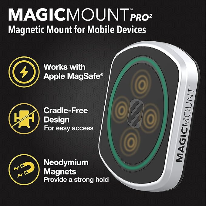 Scosche MP2ODVM-XTSP MagicMount Pro2 Dash/Vent/Window 4-in-1 Magnetic Cell Phone Holder Car Mount Kit Compatible with MagSafe, iPhones, Galaxy, Pixel & All Smartphones