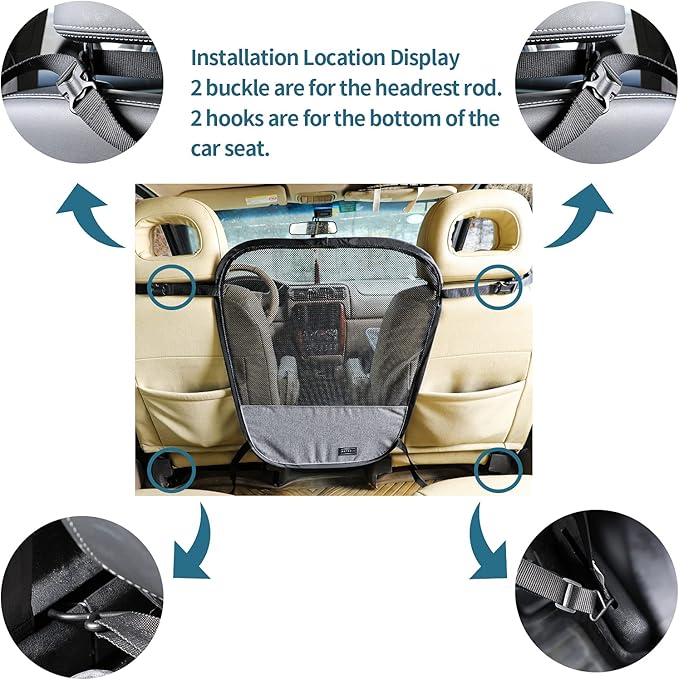 Petsfit Dog Car Barrier Vehicle Pet Barrier Backseat Mesh Dog Car Divider Net with Adjusting Rope and Hook Suitable for SUV Pickup and Small Cars