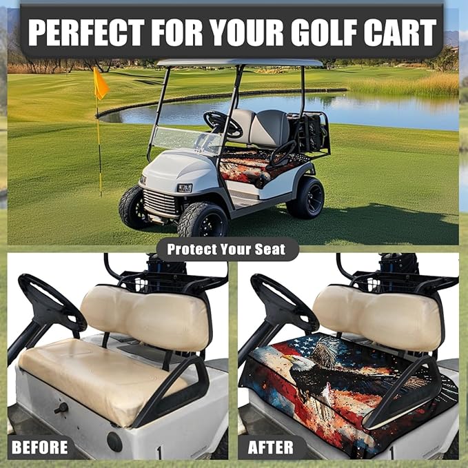 Universal Golf Cart Seat Cover with 4 Pockets Soft Golf Cart Seat Towel Blanket Fits 2-Seat Golf Carts