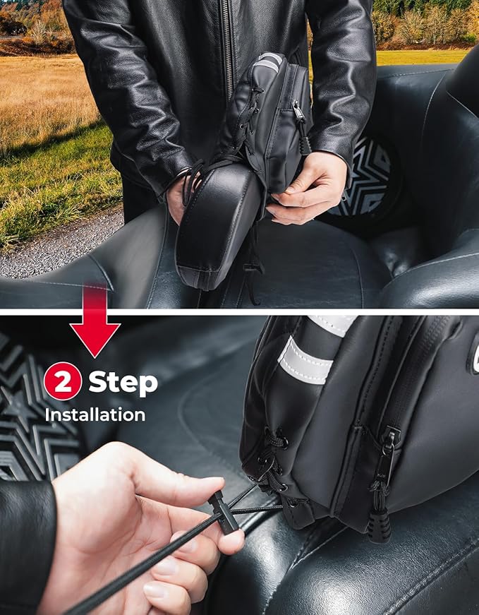 KEMIMOTO Motorcycle Backrest Bag Rider Backrest Organizer Driver Back Rest Organizer Kit Compatible With Touring Softail CVO Road Glide Limited Tri Glide Rider Back Rest Seat Pocket