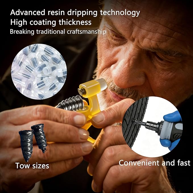 Tire Screw Plug Repair kit - No Need to Remove The tire, tire sidewall Repair kit, Patch Plug Tool and Portable Storage Bag - Quick Flat tire Repair for Cars, Trucks, Motorcycles and SUV