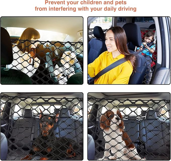 JITUIHOM Dog Car Net Barrier Pet for 2024 2025 Toyota Grand Highlander, Pet Barrier with Metal Hooks & Stretchable Mesh,Easy to Install Sturdy Mesh Makes Trips Easier.