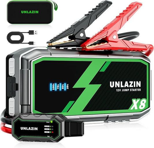 X8 Jump Starter 8000A Battery Jumper Starter Portable with Force Start, 12V Car Starter Jump Box & Battery Booster for All Gas & Diesel Engines, QC 3.0 Quick Charge, LED Light, Passenger Car