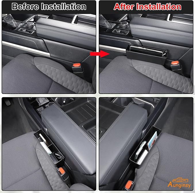 Aunginsy 2Pcs Car Seat Gap Filler Organizer Compatible with Toyota Tundra 2022-2025 2026, Car Front Seat Organizer Truck Side Seat Crevice Gap Filler Storage Box Between Seat & Console ABS Accessories