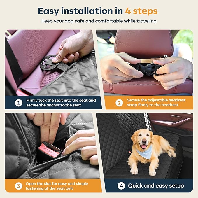 Dog Car Seat Cover for Back Seat,New Upgraded Thickened Dog Car Seat Cover,Waterproof and Wear-Resistant Bench Back Seat Cover with Non-Slip Pad,Universal Size Fits Cars, Trucks, SUVs