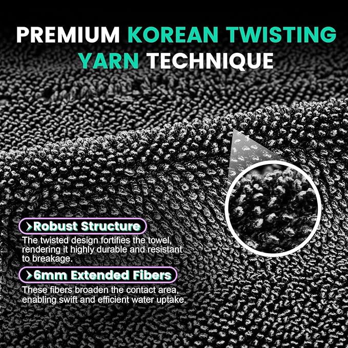 TEAWOO 2 Pack Double-Sided Car Care Extra-Large, Ultra-Absorbant Microfiber Drying Towel for Cars and Trucks, Super Absorbent Car Drying Towel, 1300GSM, 35" x 24"