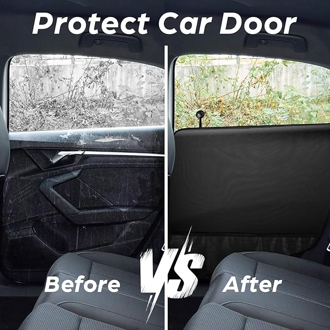 fidozen Dog Car Door Protector - 2 Pack Durable & Universal Fit Anti-Scratch Waterproof Vehicle Door Covers, Guards Your Car from Dog Scratching, Essential Accessories for SUV Interiors，Black