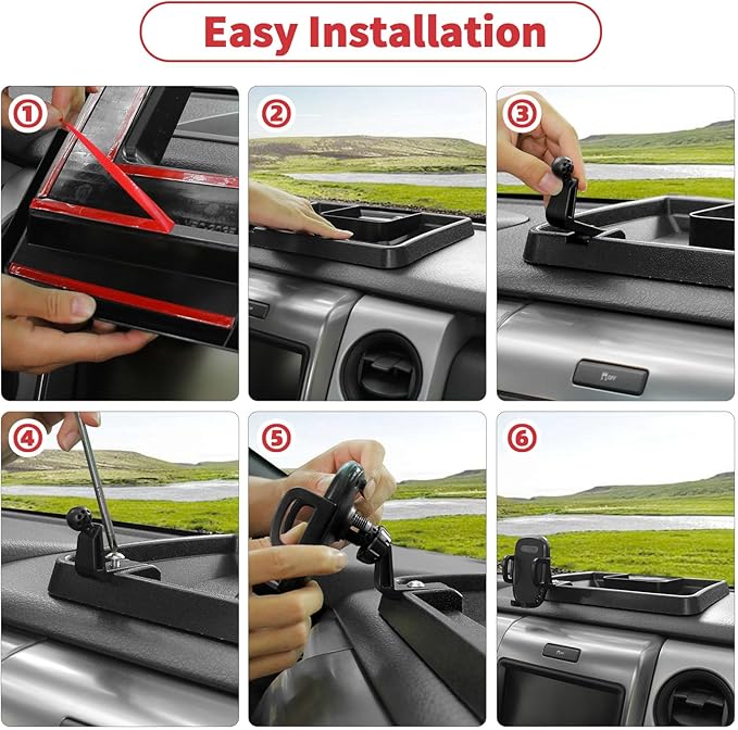 Linskip Dashboard Universal Smartphone Holder Tray Fit for 2009-2014 Ford F-150 Raptor, Rotates Vertical and Horizontal, Easy Push Action, Interior Accessories