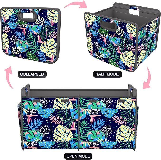 Homeve Trunk Organizer, Car Storage, Reinforced Handles, Collapsible Multi-Compartment, Foldable, Waterproof, Sturdy, 600D Oxford Polyester For Car, SUV, Mini-Van, Folded Texture, 2 Compart