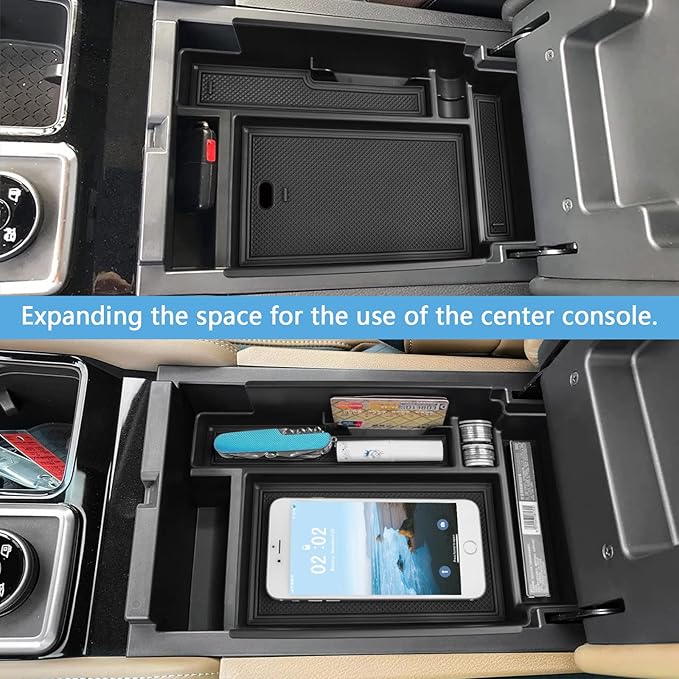 EDBETOS Center Console Organizer Tray Compatible with Nissan Pathfinder Accessories 2022 2023 2024 2025 2026 R53 Interior Secondary Armrest Storage Glove Box Divider ABS Material, Black Trim