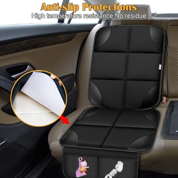 Meolsaek Kick Mats Back Seat Protector, Waterproof Oxford Seat Back Protector, Car Seat Back Protector for Kids, Back of Seat Protector for Kids Feet Car Seat (Black D -1 Set)