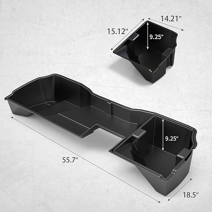 oEdRo Upgraded Rear Under Seat Storage Box Compatible with 2014-2018 Chevy Silverado/GMC Sierra 1500 Double Cab, 19 Silverado LD/Sierra Limited; 2015-2019 2500HD/3500HD - 2-in-1 Max Organizer