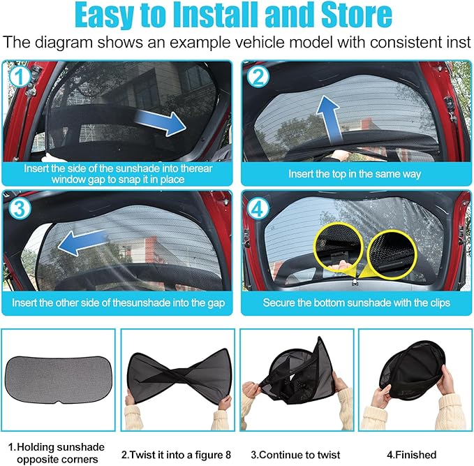 ZATOOTO Rear Window Sun Shade for Ford F150 2016-2024, Visible Back Windshield Shades for Safety Driving UV Rays Protection Reduce Heat Mesh Window Shade for Baby in Car