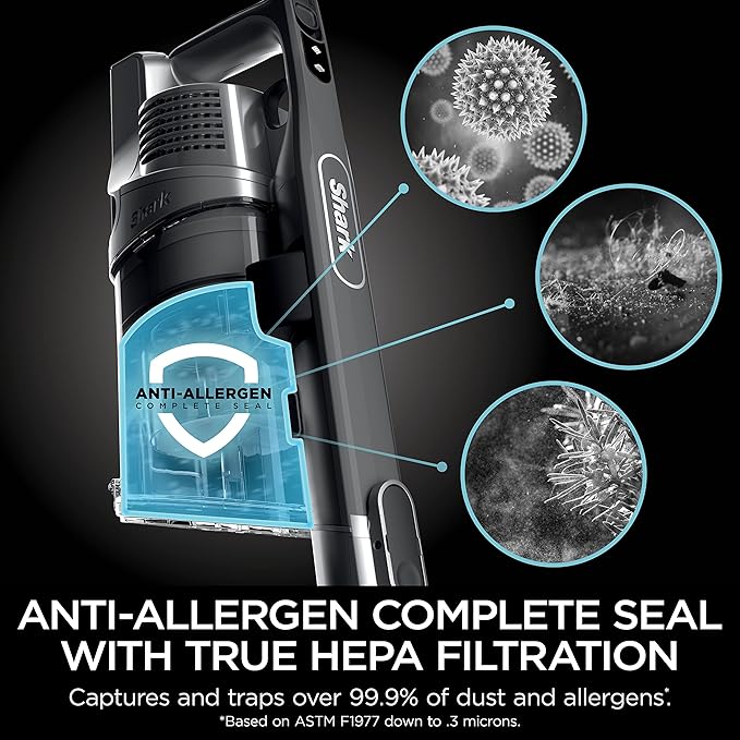 Shark Vertex Cordless Stick Vacuum | Powerful Suction, 60min Runtime, No Hair Wrap | HEPA Filter, XL Dust Cup, DuoClean PowerFins, MultiFLEX Wand | Crevice Tool & Pet Multi-Tool | Silver | IZ464H