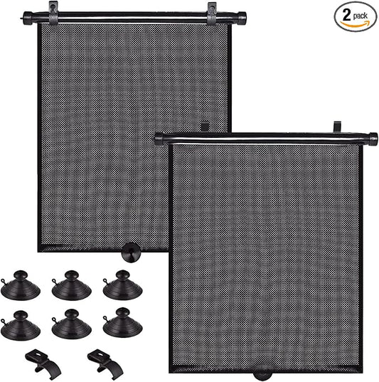 PLTCAT 2 Pack Large Car Sun Shade Side Window for Baby, Roller Vehicle Shades Sun Protection Shade for SUV Truck Side Window(Large-18''x20'')
