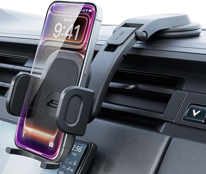 Bracketron TripGrip Low-Profile Dashboard Car Phone Holder Mount, One-Click Expandable Phone Holders for Your Car for All Smartphones