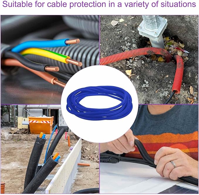 DMiotech 100ft Wire Loom Split Tubing 3/4 Inch(19.1mm) ID, Cord Protectors from Pet Flexible Conduit Cable Management for Office Home Garden, Blue