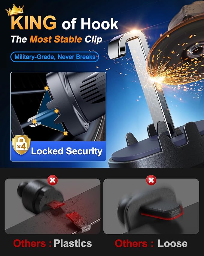 [2026 True Military-Grade] Magnetic Car Mount Vent [Upgraded Strongest Magnet & Metal Hook] for MagSafe Phone Holder Car for iPhone 17 16 15 14 13 Android【Patent & Safety Certs】, Non-Charging, Black