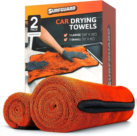 Car Drying Microfiber Towels, Extra Large Cleaning Cloth Towel with No Streaks, Reusable, Superior Water Absorbent & Scratch Free, Super Soft Detailing & Buffing Towels for Cars, 2-Pack