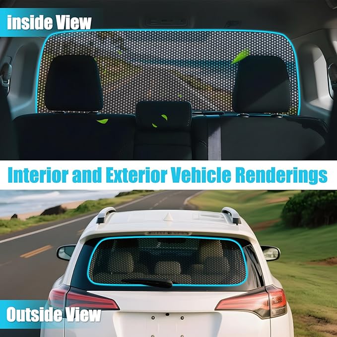 ZATOOTO Rear Window Sun Shade for Tesla Model Y 2019-2024, Visible Back Windshield Shades for Safety Driving UV Rays Protection Reduce Heat Mesh Window Shade for Baby in Car