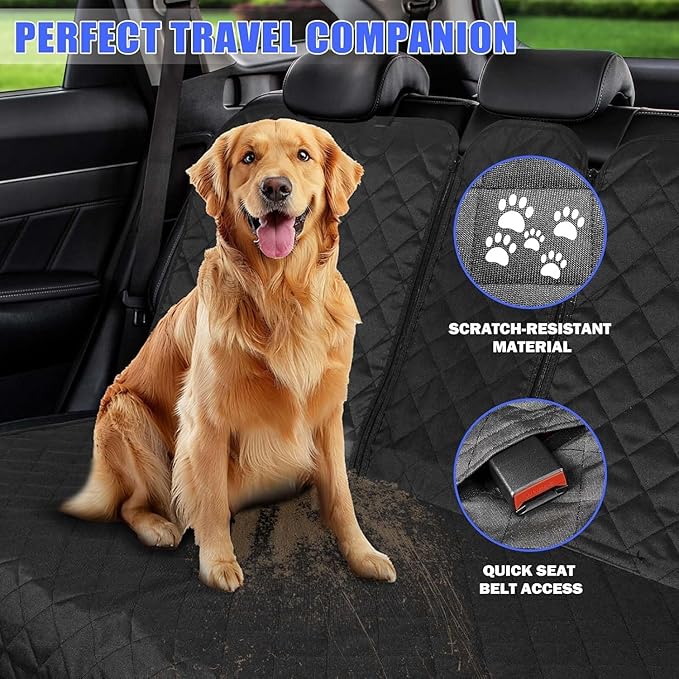Yonktoo Dog Car Seat Cover for Back Seat, Car Seat Cover 60/40 Split Bench for Full-Size SUV, Pickup Truck, Big Truck - X-Large - 61" W