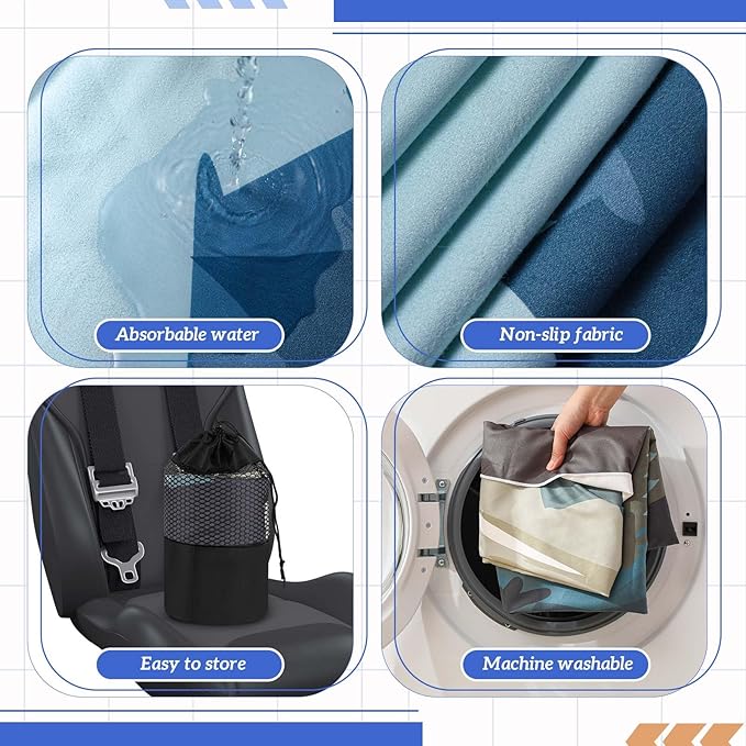 Hahafelt 2 Pack Car Seat Towel Covers with Storage Bag 63 x 32 Inch Athletic Running Towel Seat Sweat Washable Non Slip Cover Gift for Car Outdoor Sport Activities (Grizzly Guide)