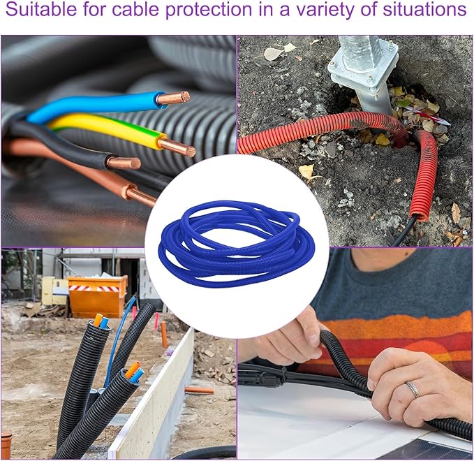 DMiotech 50ft Wire Loom Split Tubing 1 Inch(25.4mm) ID, Cord Protectors from Pet Flexible Conduit Cable Management for Office Home Garden, Blue