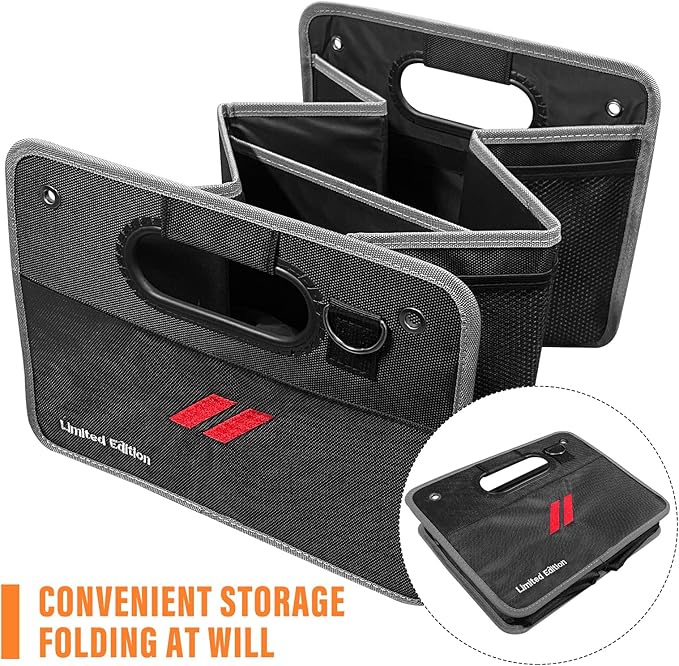 Car Trunk Organizer, Trunk Storage Box with Handle For Dodge Charger Challenger Durango, Collapsible 2 Compartment Automotive Storage Box, Waterproof Oxford Polyester Travel Accessories (B)