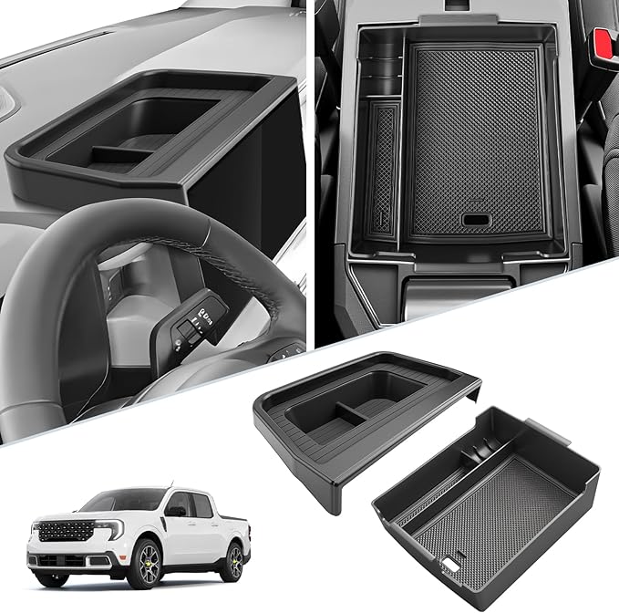 SKTU 2PCS for 2025 2026 Ford Maverick Center Console Organizer for 2025 2026 Ford Maverick Dashboard Organizer 2025 2026 Maverick Console Tray Ford Maverick 2025 2026 Accessories ABS Console Tray