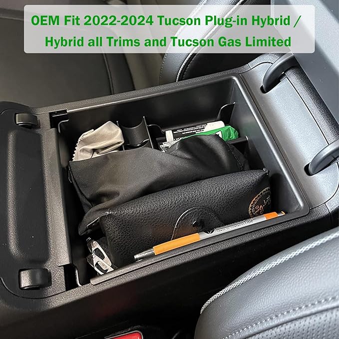 TACORBO Center Console Organizer Compatible with Hyundai 2022-2024 Tucson Plug-in Hybrid/Hybrid all Trims and Tucson Gas Limited and Santa Cruz 2022 2023-2025 Accessories, Armrest Insert Tray, Red