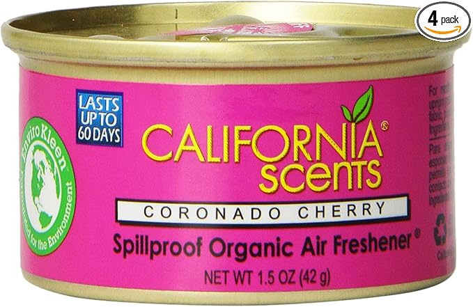 California Scents Spillproof Organic Air Freshener, Coronado Cherry, 1.5 Ounce Canister (Pack of 4)