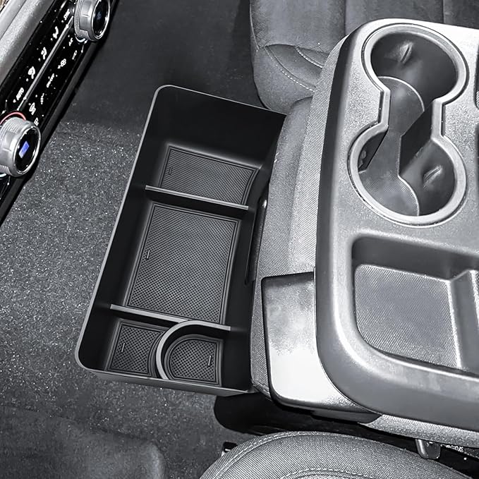 RUNROAD Center Console Hanging Organizer Box Compatible with 2019-2026 Chevy Silverado/GMC Sierra 1500 and 2020-2026 Silverado/Sierra 2500HD 3500HD Accessories Armrest Tray, Split Bench Seat ONLY