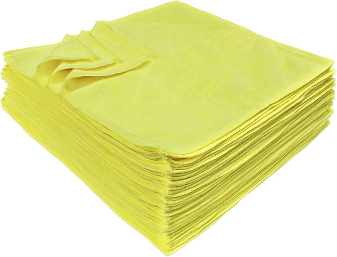 Eurow Detailer’s Preference 350 GSM Microfiber Cleaning Towels, Ultra Soft, Streak-Free, Lint-Free, Chemical-Free Detailing Cloths for Car, Home, or Commercial Use, 16x16in, 36-Pack, Yellow