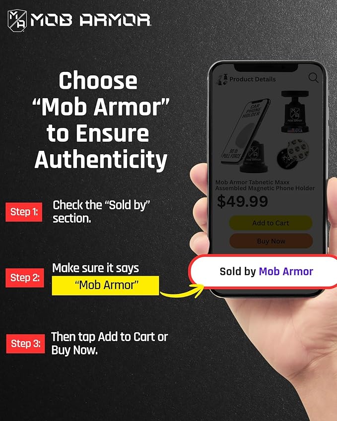 Mob Armor MobNetic Maxx - USA Assembled Magnetic Phone Holder for Car, Magnetic Car Phone Mount, 90-Degree Tilt, 360-Degree Rotation, Aluminum Metal, Compatible with iPhone & Android - Orange Chrome