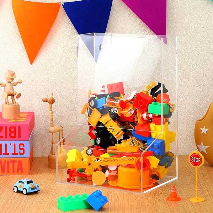 Maitys Acrylic Toy Car Dispenser Wall Hanging Organizer and Storage Bin for Playroom Clear Wall Organizer for Blocks Cars Trains Balls Darts Snacks Markers Puzzles Living Room Bars Storage