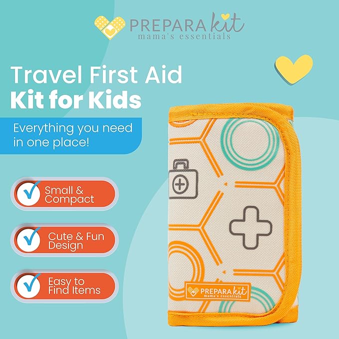Kids First Aid Kit - 75-Piece Travel First Aid Kit for Toddlers and Babies, TSA Approved, Latex Free, Fits Diaper Bag, Backpack, Purse or Car, Designed by a Mom and Nurse (Orange Crush)