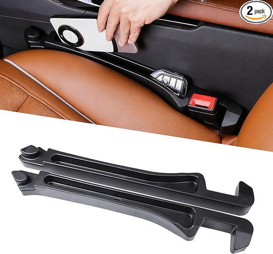 2PCS New Universal Car Seat Gap Filler Organizer with Hook Durable & Easy Install, for Cars SUV Trucks, Car Essentials, Effectively for Avoiding Dropped Items (Black)