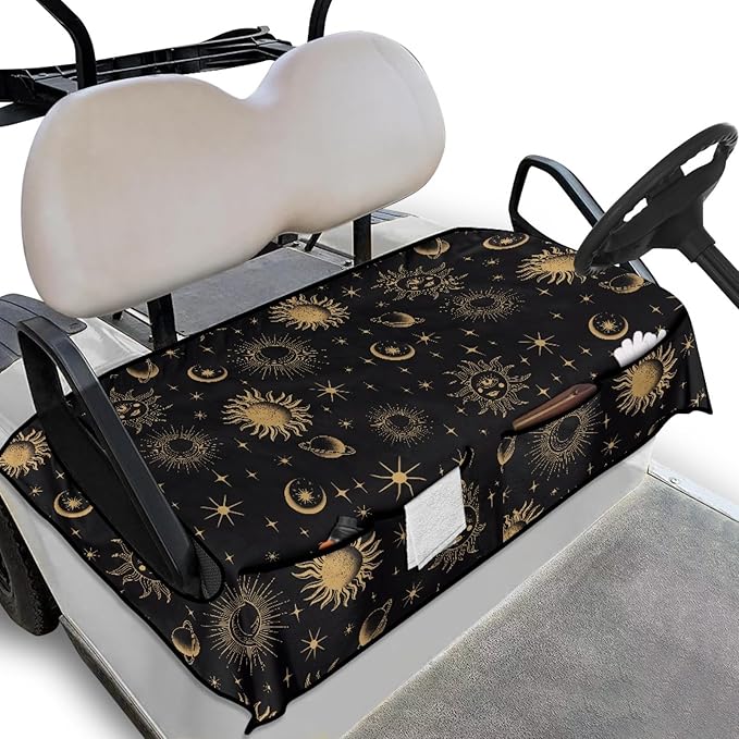 Universal Golf Cart Seat Cover with 4 Pockets Soft Golf Cart Seat Towel Blanket Fits 2-Seat Golf Carts