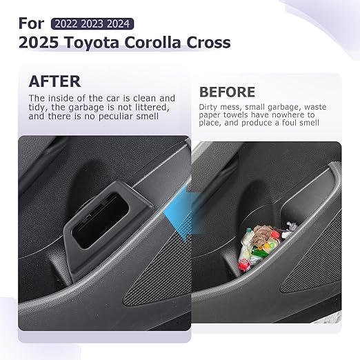 LUWU Car Trash Can with Lid - Portable Mini Dustbin Garbage Bin for Toyota Corolla Cross Interior (Leak-Proof, Left)