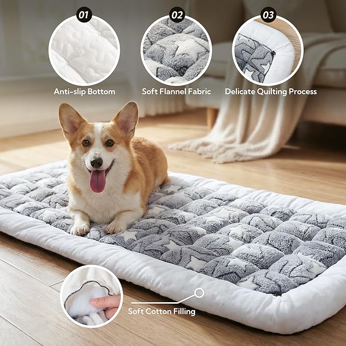 Soulbond Dog Bed for Car Back Seat Soft Plush Backseat Pet Bed Mat Non-Slip Travel Pet Mat, Fuzzy Plaid Dog Seat Cover, Fit for Backseat Extenders and Trucks SUVs (Star, 54" x 24.8")