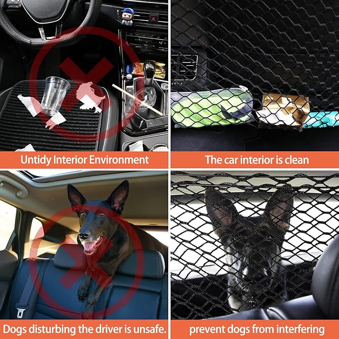 Dog Car Barrier for Honda Odyssey RB1 RB3, Elastic Mesh Pet Barrier Prevents Dogs from Jumping Forward, Car Net for Dogs for SUV Cargo Area & Back Seat