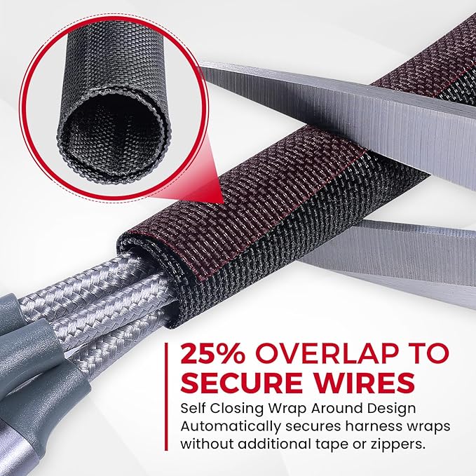 Automotive Wire Sheathing Split Wire Loom Braided Mesh Woven Cable Sleeve for Wires/Cable Cord Protector (1/2" - 65 Feet)