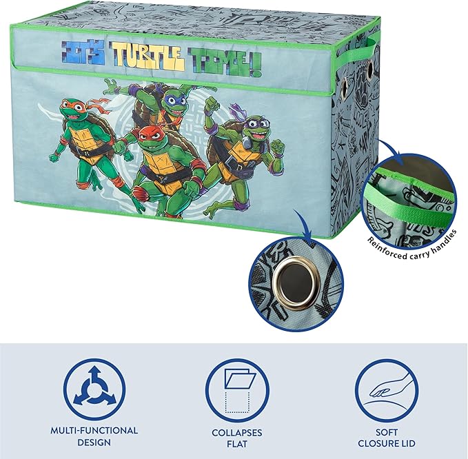 Teenage Mutant Ninja Turtles Collapsible Storage Trunk, Durable with Soft Lid, 28.5"x14.5"x16"