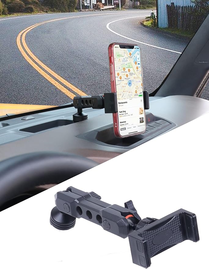 sukemichi Phone Mount for Bronco, Dash Cell Phone Holder Dashboard Phone Holder Mount for Ford Bronco Accessories 2021 2022 2023 2024 2025 2026 2 Door 4 Door, Black, Update Material