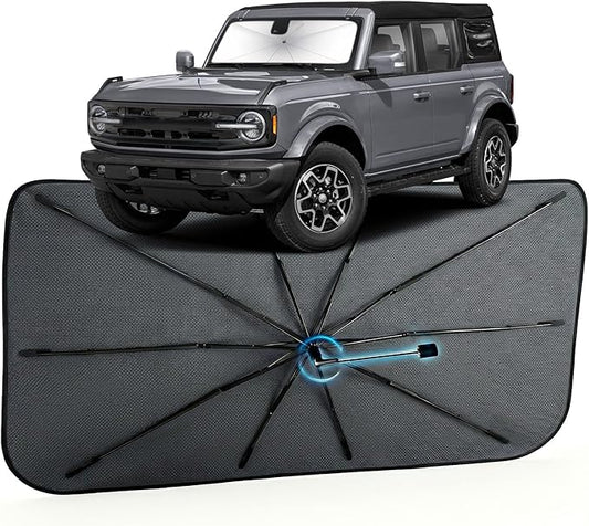 Car Windshield Sun Shade for Ford Bronco 4-Door 2021–2026 (Not for Bronco Sport), Reflective Sunshade Umbrella for Front Window, Car Shades Sun Visor to Keep Car Cool and Protect Interior, Exact Fit