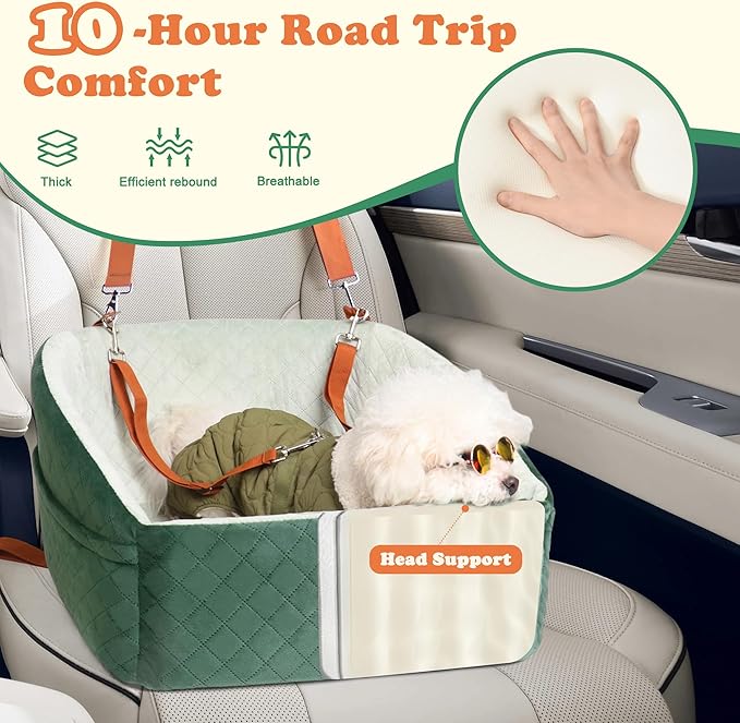 Dog Car Seat for Small & Medium Dogs - Crash-Protective, Non-Slip, Protects Car Interior, Detachable & Washable