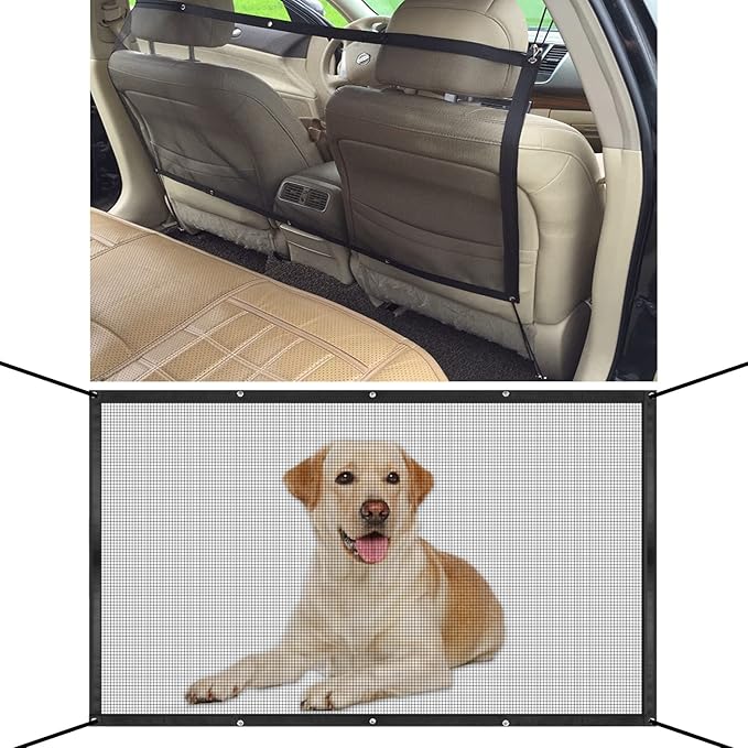 YONGMING SUV Dog Barrier Visible Car Divider for Dogs Easy to Clean Dog Car Accessories Pet Mesh Front Seat Net Universal for SUV,Truck,Vehicle,Automobile
