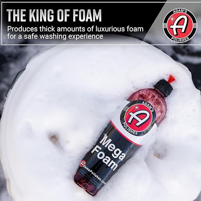 Adam's Polishes Mega Foam (16oz, 2 Pack) - Detailing pH Neutral Car Soap Washing, Concentated For Use In Car Wash Bucket, Foam Gun For Cleaning, Won't Strip Car Wax or Ceramic Coating